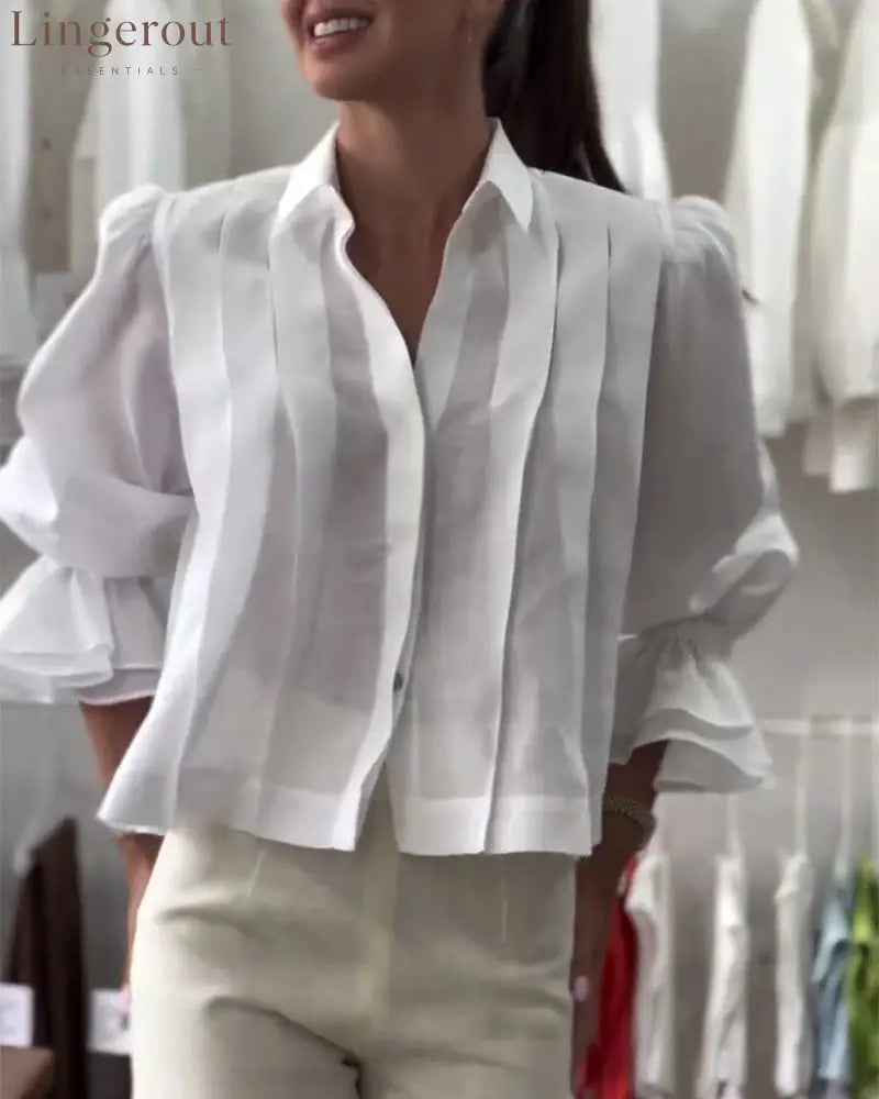 Aumora Puff Sleeve Ruffle Shirt