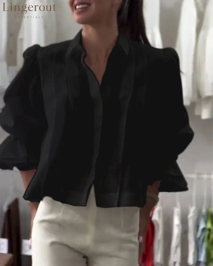Aumora Puff Sleeve Ruffle Shirt