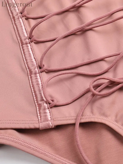 Back Lace-up Thong Seamless Shapewear Bodysuit