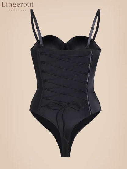 Back Lace-up Thong Seamless Shapewear Bodysuit