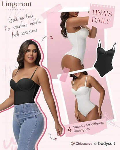Back Lace-up Thong Seamless Shapewear Bodysuit