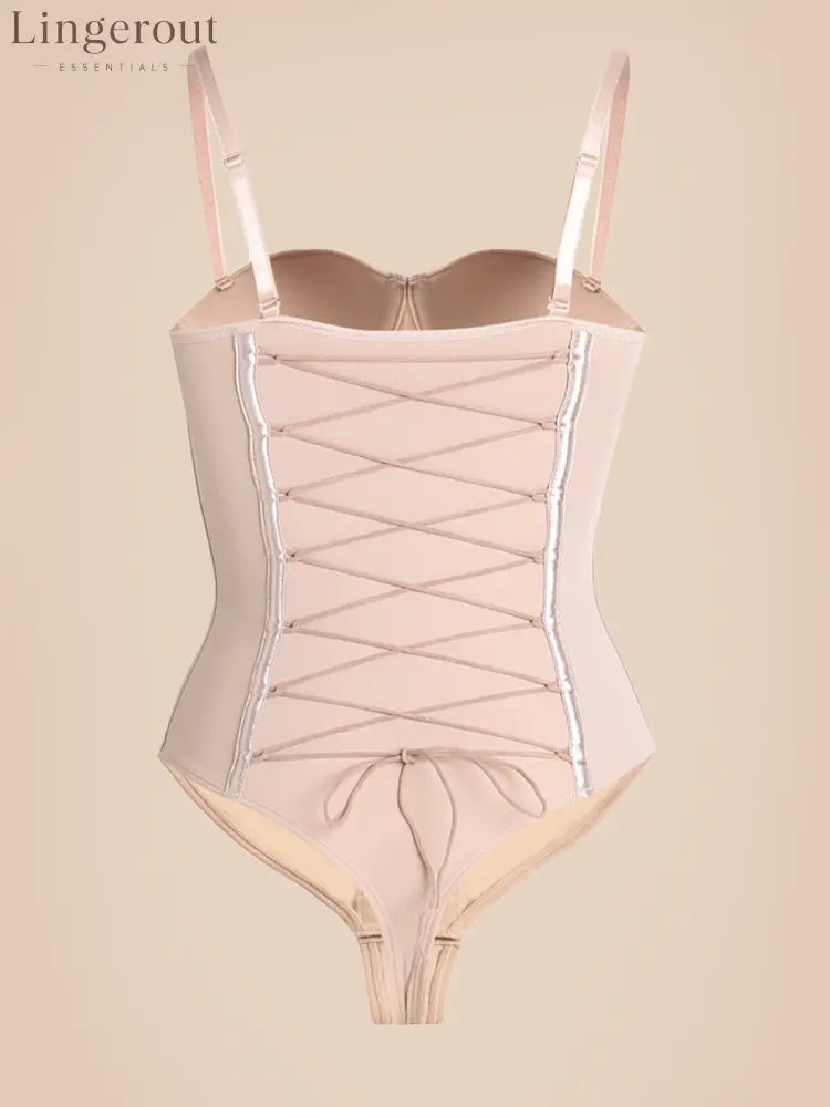 Back Lace-up Thong Seamless Shapewear Bodysuit