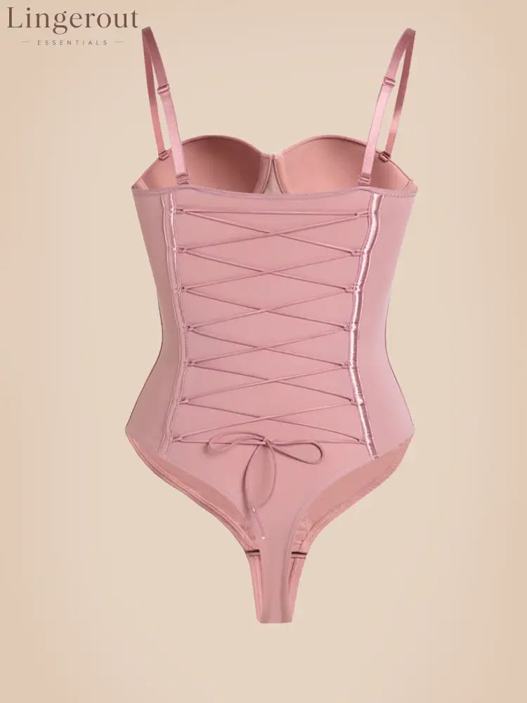 Back Lace-up Thong Seamless Shapewear Bodysuit