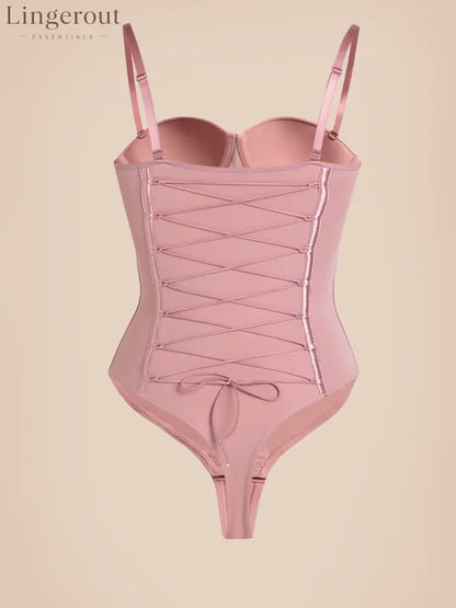 Back Lace-up Thong Seamless Shapewear Bodysuit