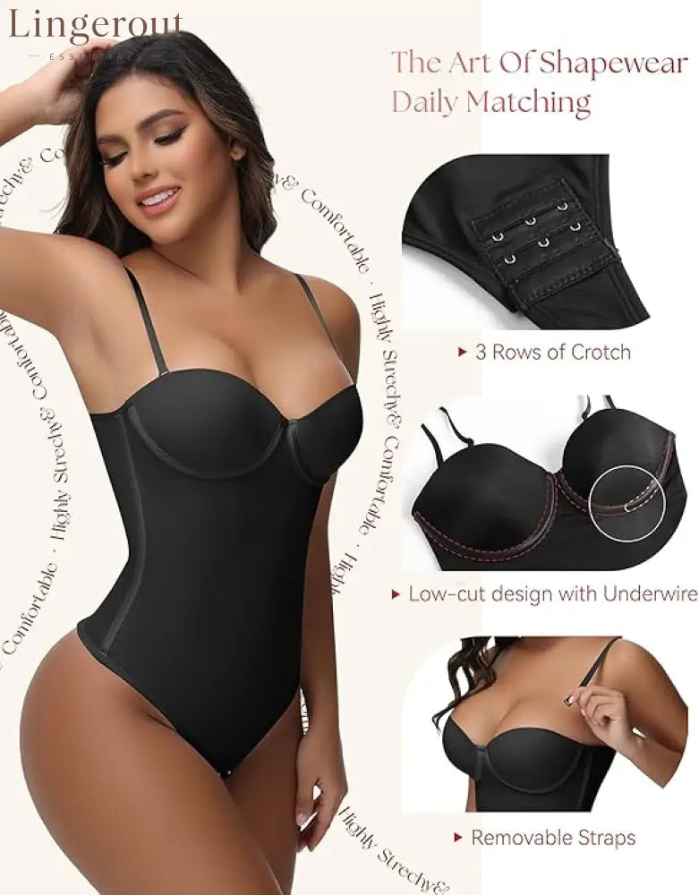 Back Lace-up Thong Seamless Shapewear Bodysuit