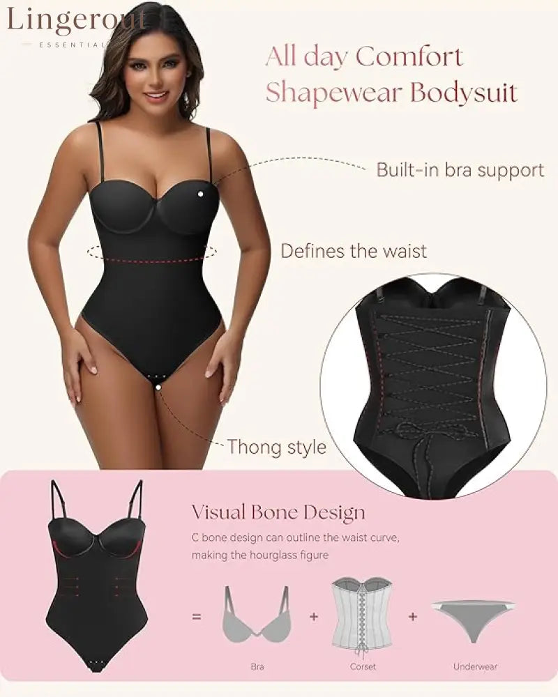 Back Lace-up Thong Seamless Shapewear Bodysuit