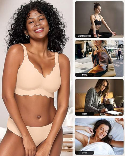 Hugmecurve Soft Full Coverage Scalloped Wireless Jelly Bra
