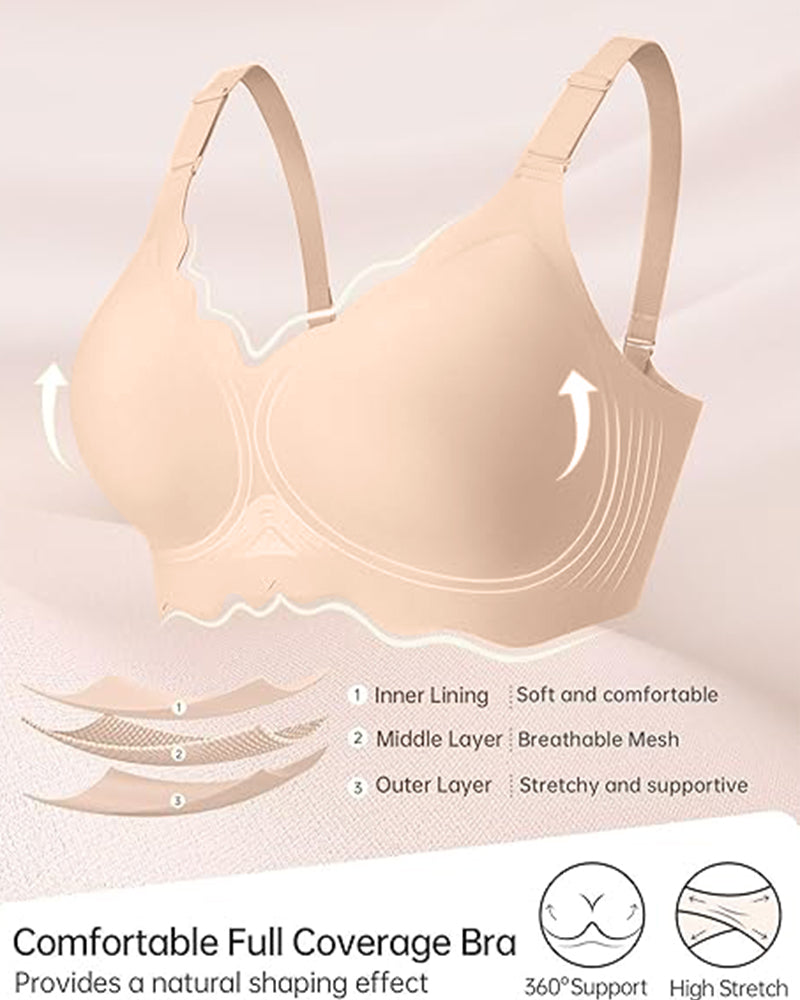 Hugmecurve Soft Full Coverage Scalloped Wireless Jelly Bra