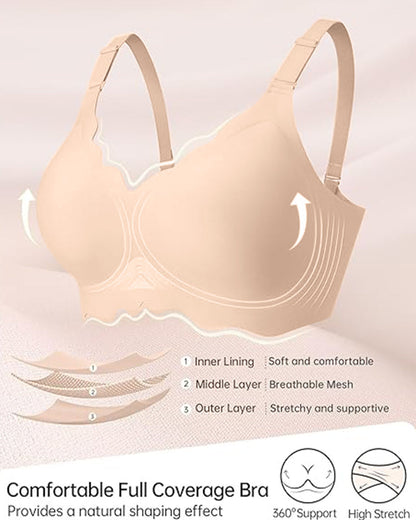 Hugmecurve Soft Full Coverage Scalloped Wireless Jelly Bra