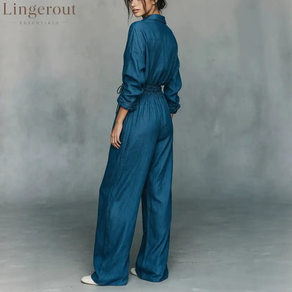 Belted Shirt & Wide Pants Matching Set