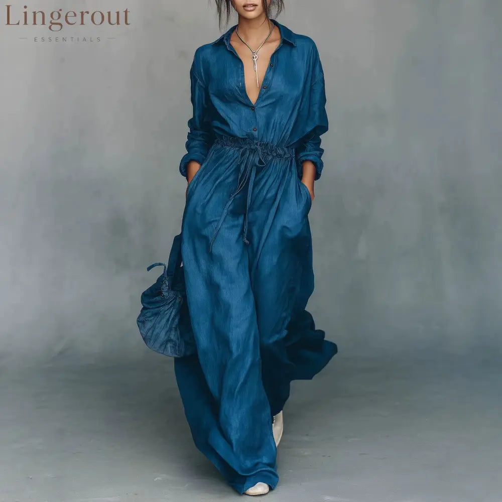 Belted Shirt & Wide Pants Matching Set
