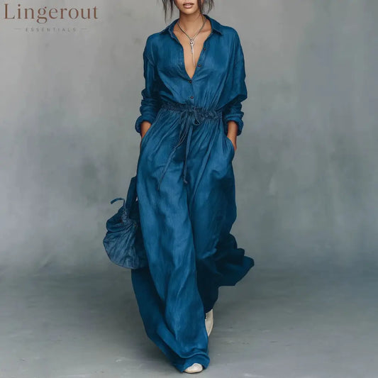 Belted Shirt & Wide Pants Matching Set