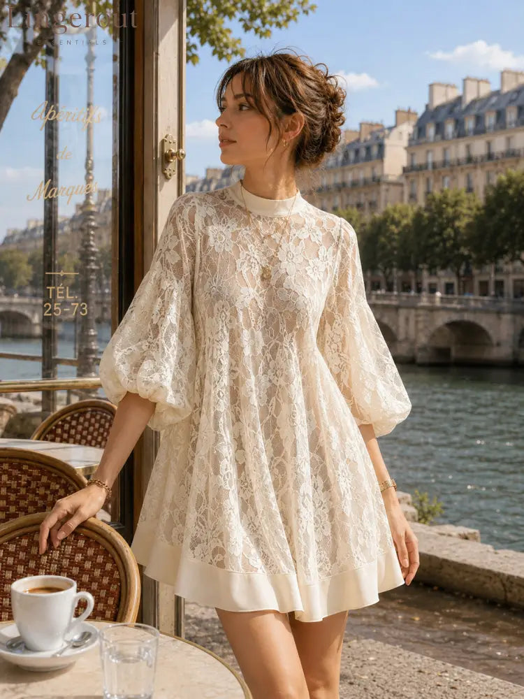 Bianca Ivory Lace Poncho Cover-Up Dress - Cover-Up Dress