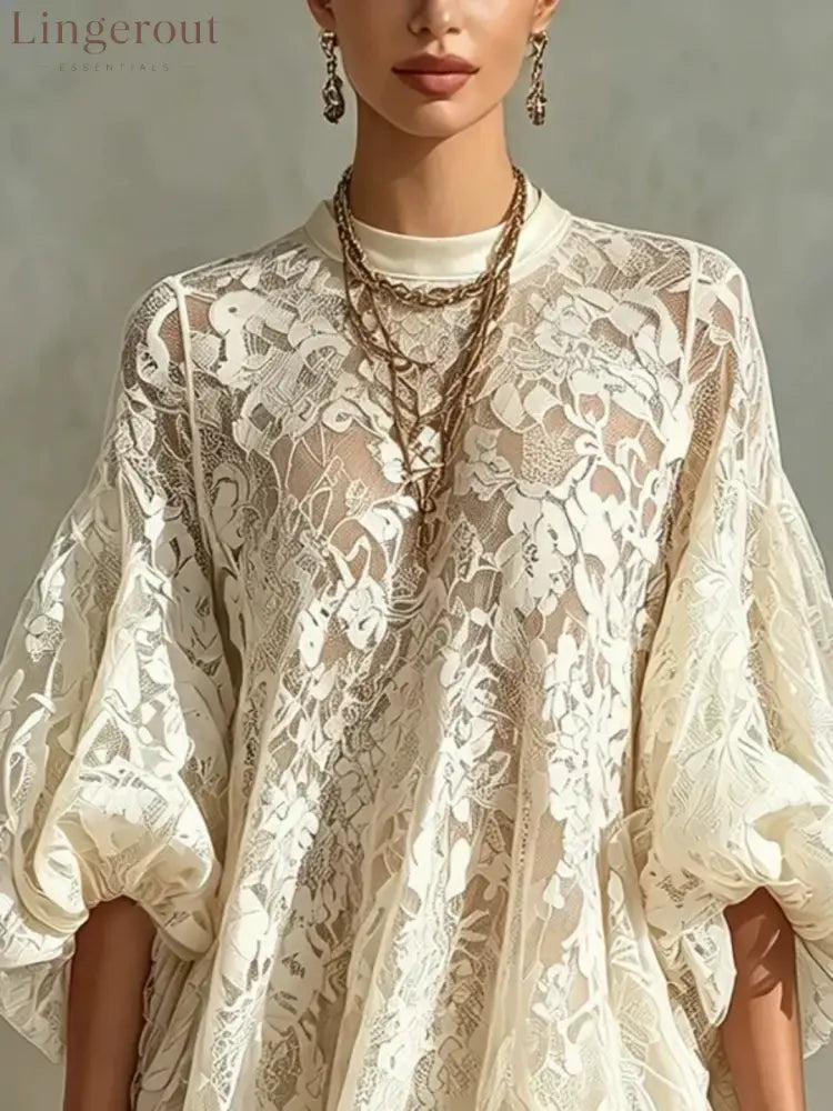 Bianca Ivory Lace Poncho Cover-Up Dress - Cover-Up Dress