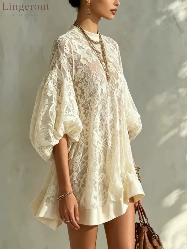 Bianca Ivory Lace Poncho Cover-Up Dress - Cover-Up Dress