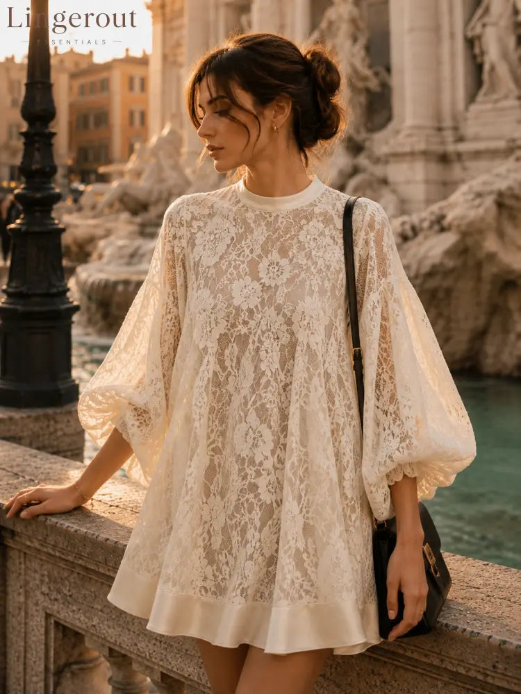 Bianca Ivory Lace Poncho Cover-Up Dress - Cover-Up Dress