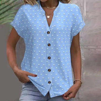 Blue Drop Shoulder Blouse