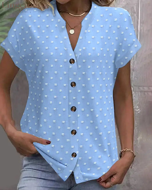 Blue Drop Shoulder Blouse - Blue / S