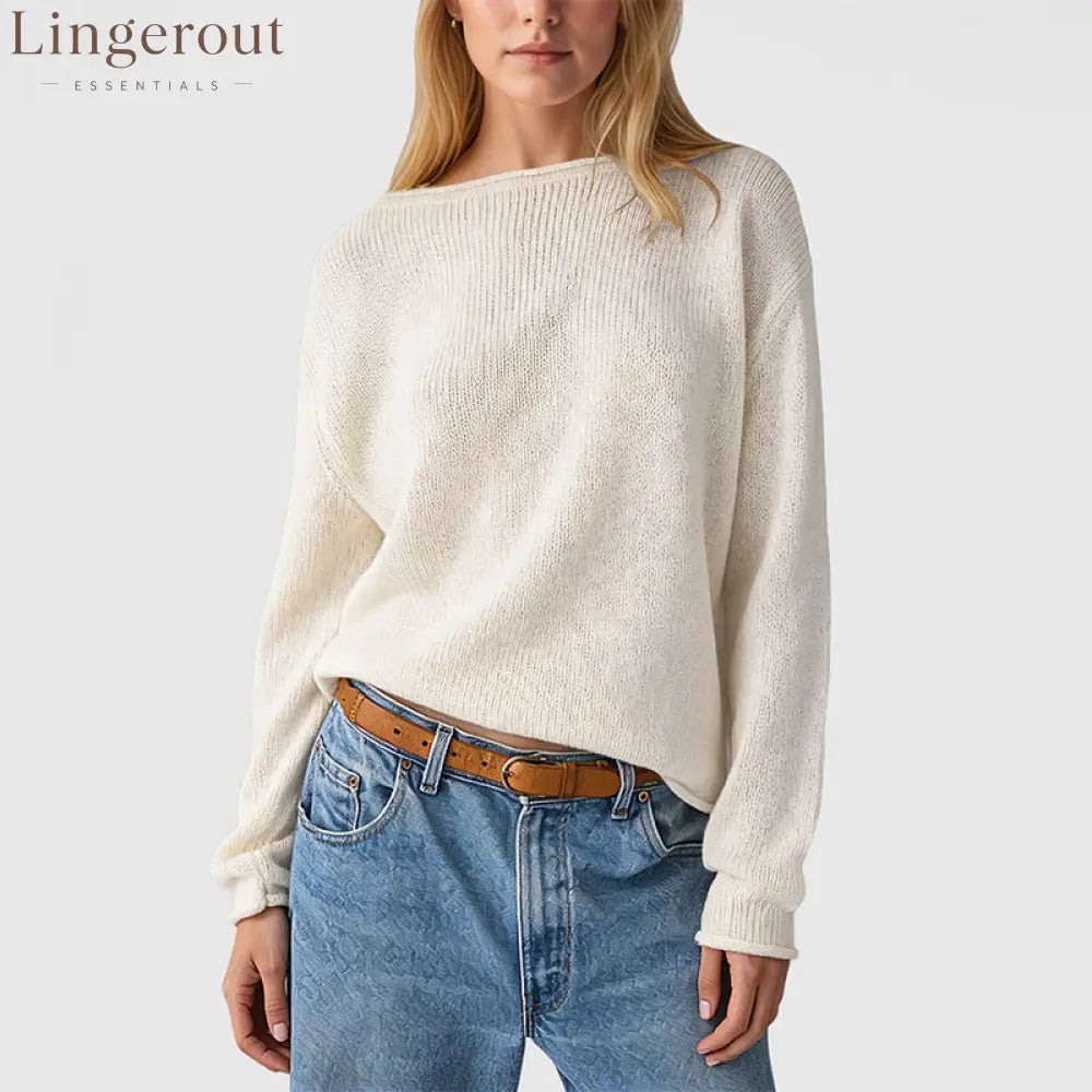 Amazon’S New Cross-Border Solid Color Striped European And American Style Pullover Sweater Loose Round Neck Casual