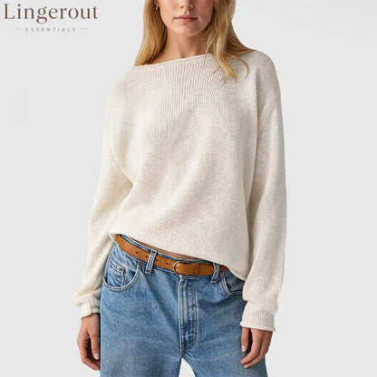 Amazon’S New Cross-Border Solid Color Striped European And American Style Pullover Sweater Loose Round Neck Casual