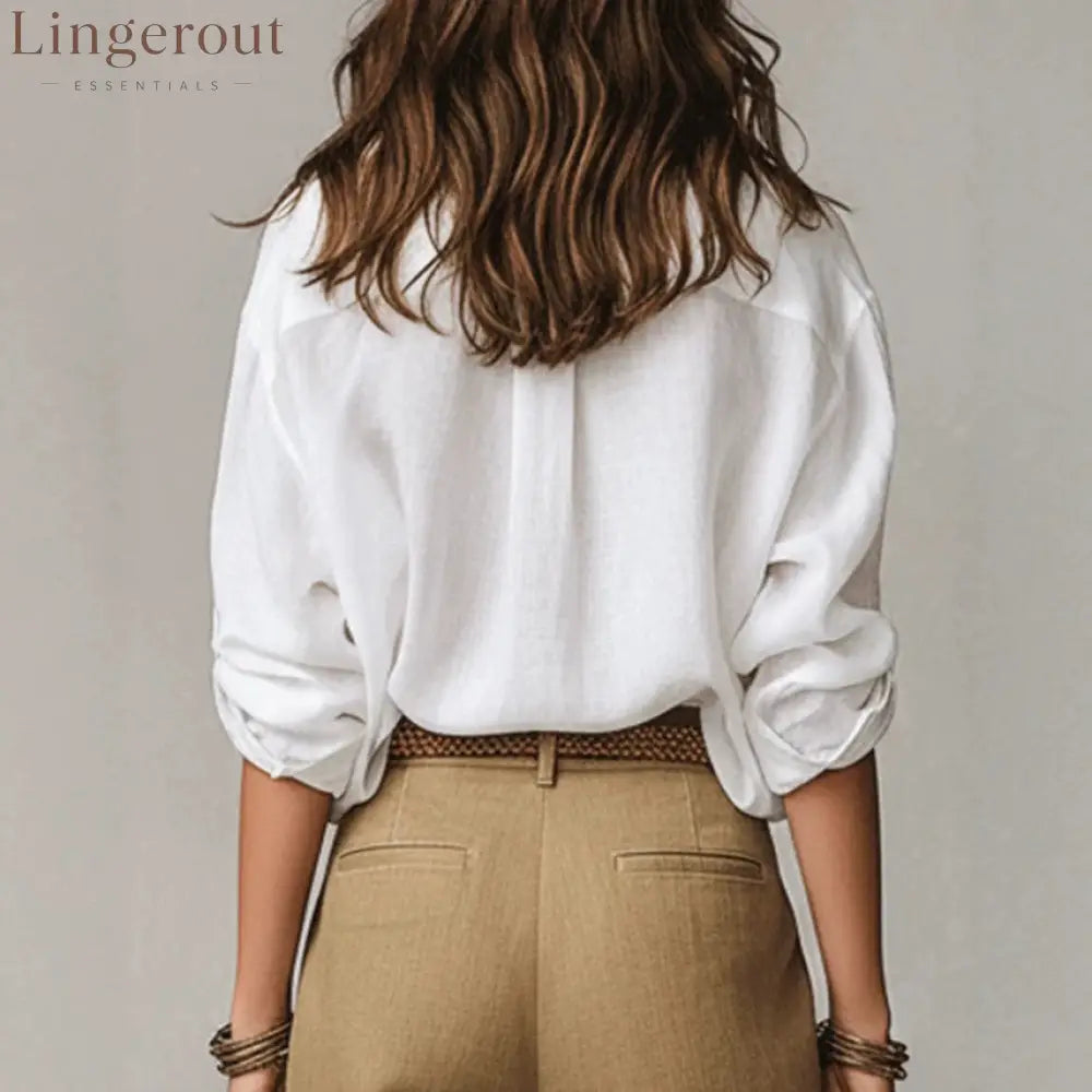 Bohemian Effortless Linen White Blouse