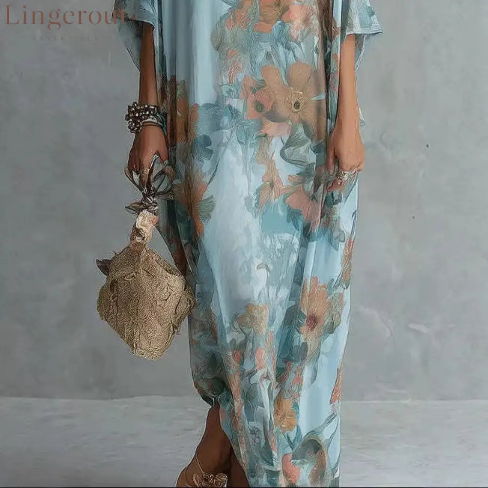 Bohemian Floral Print Fashion Long Dress
