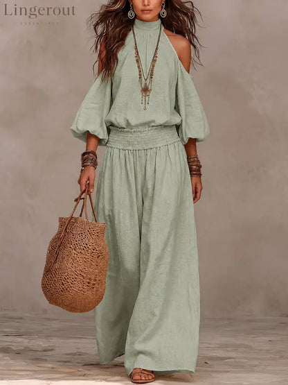 Boho Halter Two Piece Matching Set - Green / S