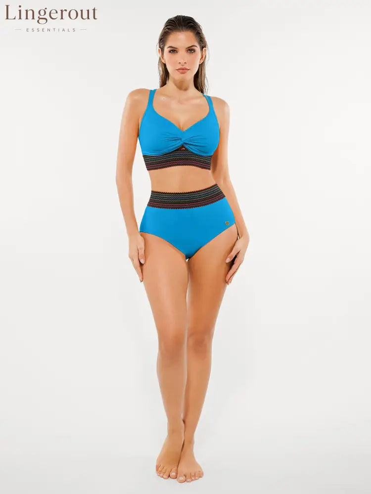 Boho Trim High Waist Tummy Control Bikini Set