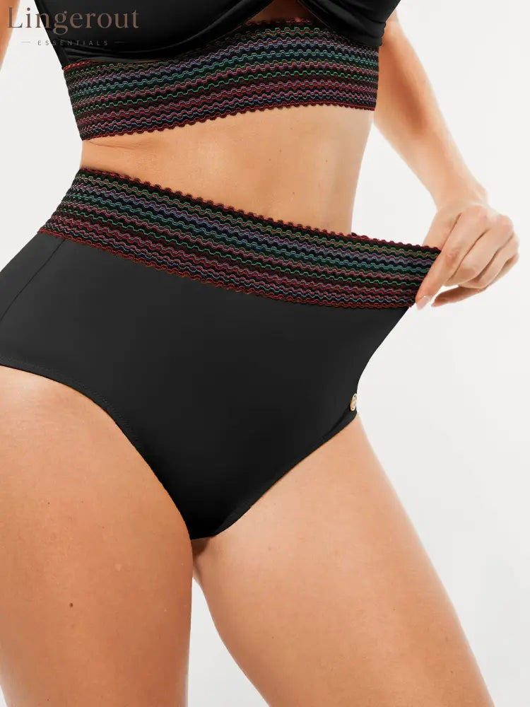 Boho Trim High Waist Tummy Control Bikini Set