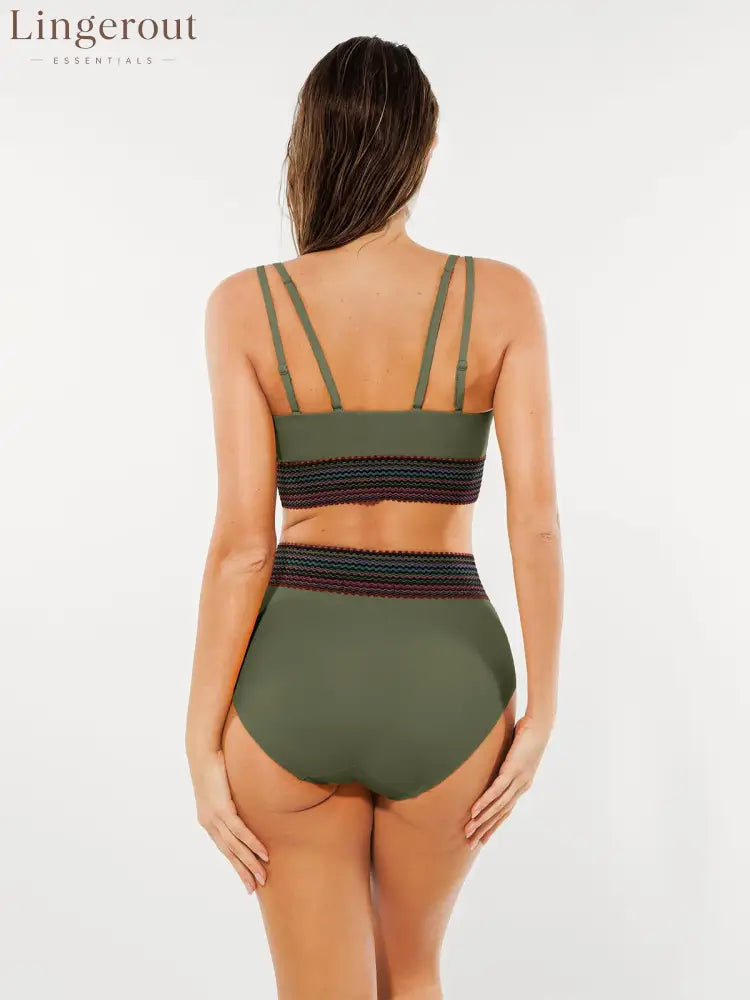 Boho Trim High Waist Tummy Control Bikini Set