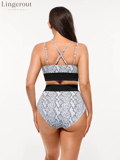 Boho Trim High Waist Tummy Control Bikini Set