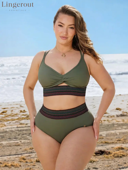 Boho Trim High Waist Tummy Control Bikini Set