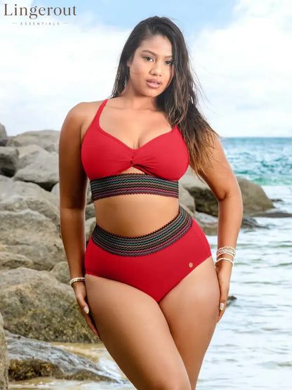 Boho Trim High Waist Tummy Control Bikini Set
