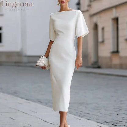 Briar Midi Dress with Bateau Neckline & Tailored Fit
