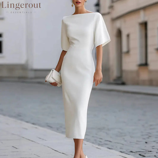 Briar Midi Dress with Bateau Neckline & Tailored Fit