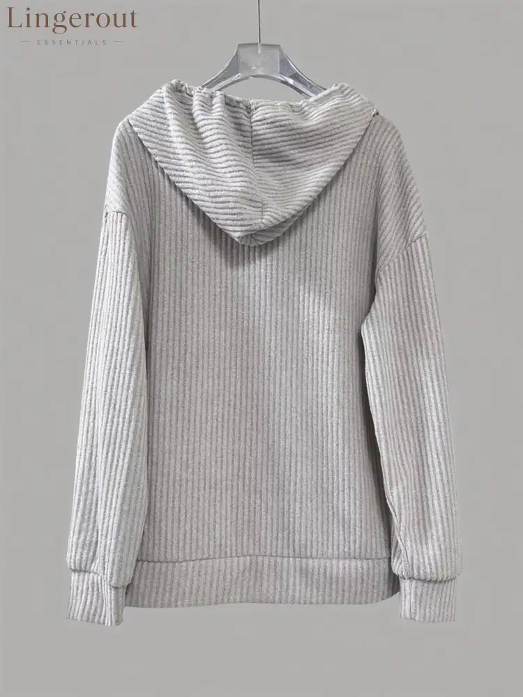 Button-Front Drawstring Hoodie