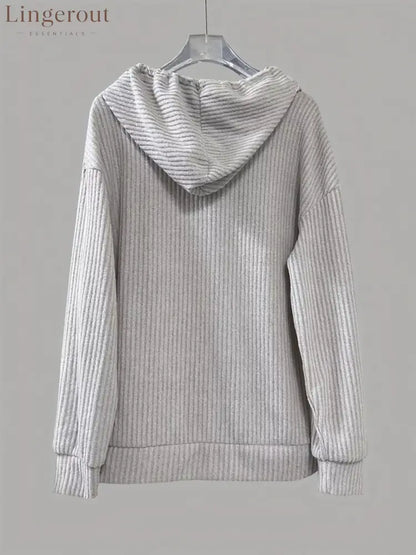 Button-Front Drawstring Hoodie
