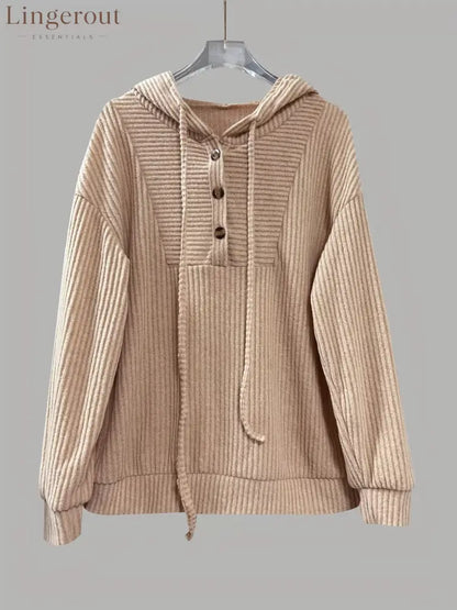 Button-Front Drawstring Hoodie