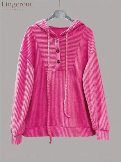 Button-Front Drawstring Hoodie