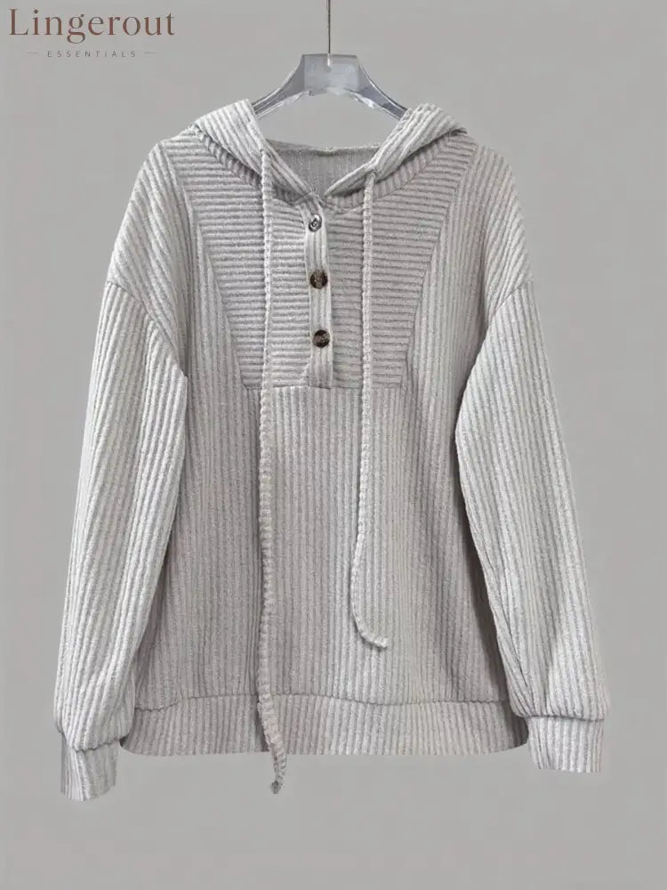 Button-Front Drawstring Hoodie