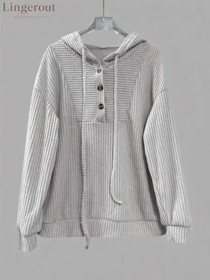 Button-Front Drawstring Hoodie