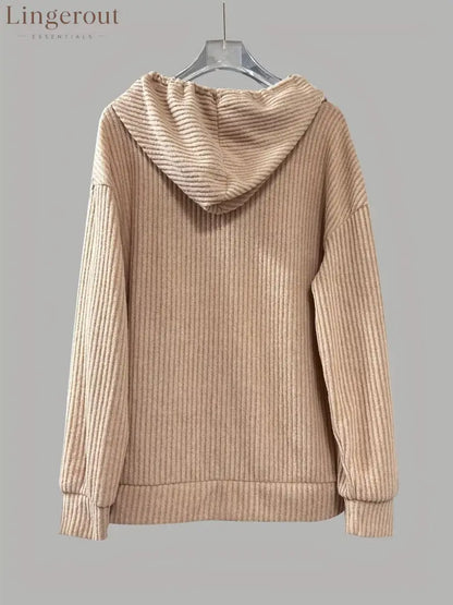 Button-Front Drawstring Hoodie