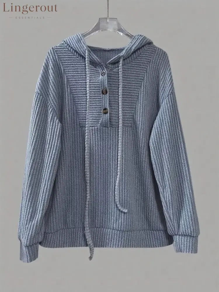 Button-Front Drawstring Hoodie