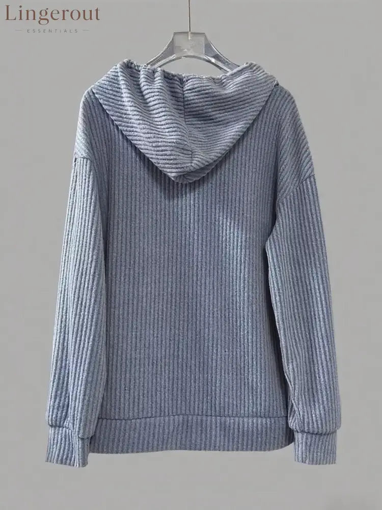 Button-Front Drawstring Hoodie