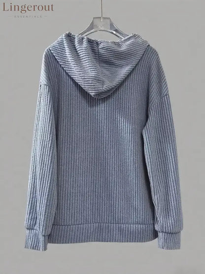 Button-Front Drawstring Hoodie