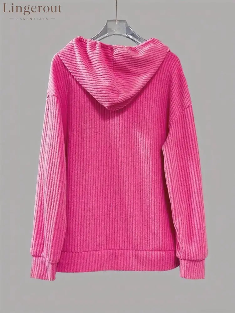 Button-Front Drawstring Hoodie