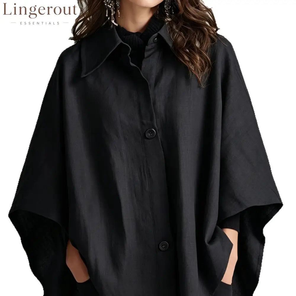 2026 European And American Spring And Autumn Silhouette Linen Shawl Shirt Multi-Color Lazy Style Flesh-Covering Top
