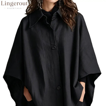 2026 European And American Spring And Autumn Silhouette Linen Shawl Shirt Multi-Color Lazy Style Flesh-Covering Top
