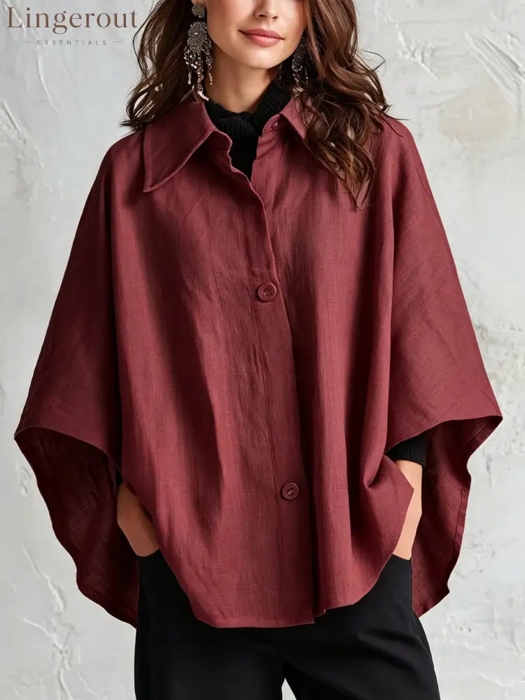 2026 European And American Spring And Autumn Silhouette Linen Shawl Shirt Multi-Color Lazy Style Flesh-Covering Top