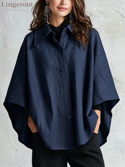 2026 European And American Spring And Autumn Silhouette Linen Shawl Shirt Multi-Color Lazy Style Flesh-Covering Top